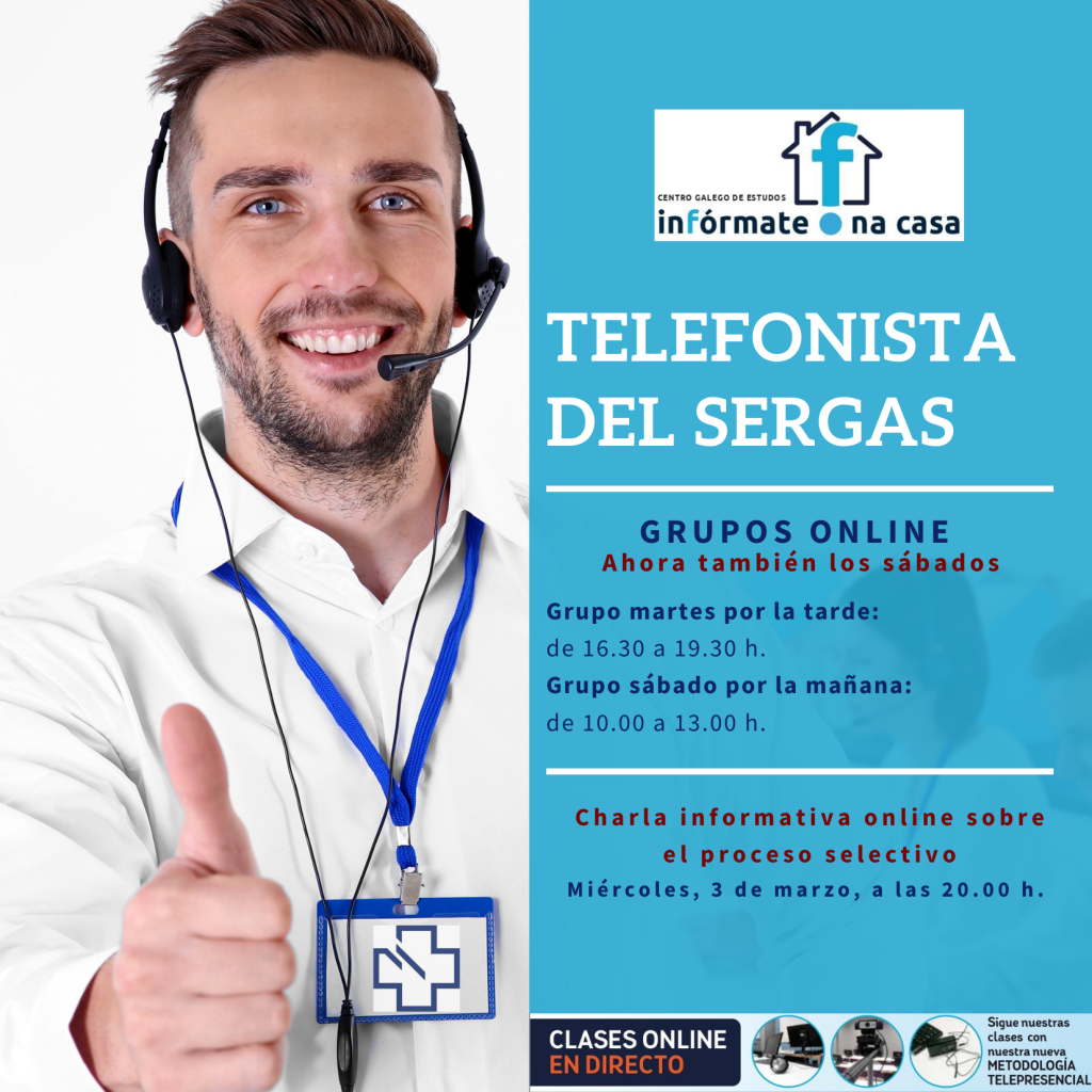 Nuevo grupo Telefonista del Sergas sábados