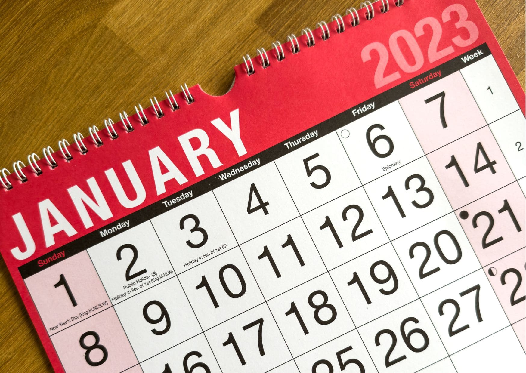 Calendario enero