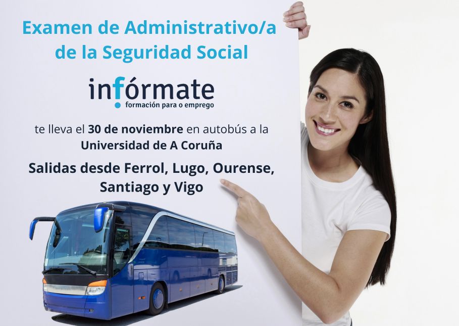 Cartel autobús examen Administra