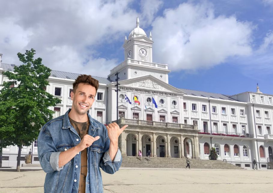 Opositor señalando el Concello d