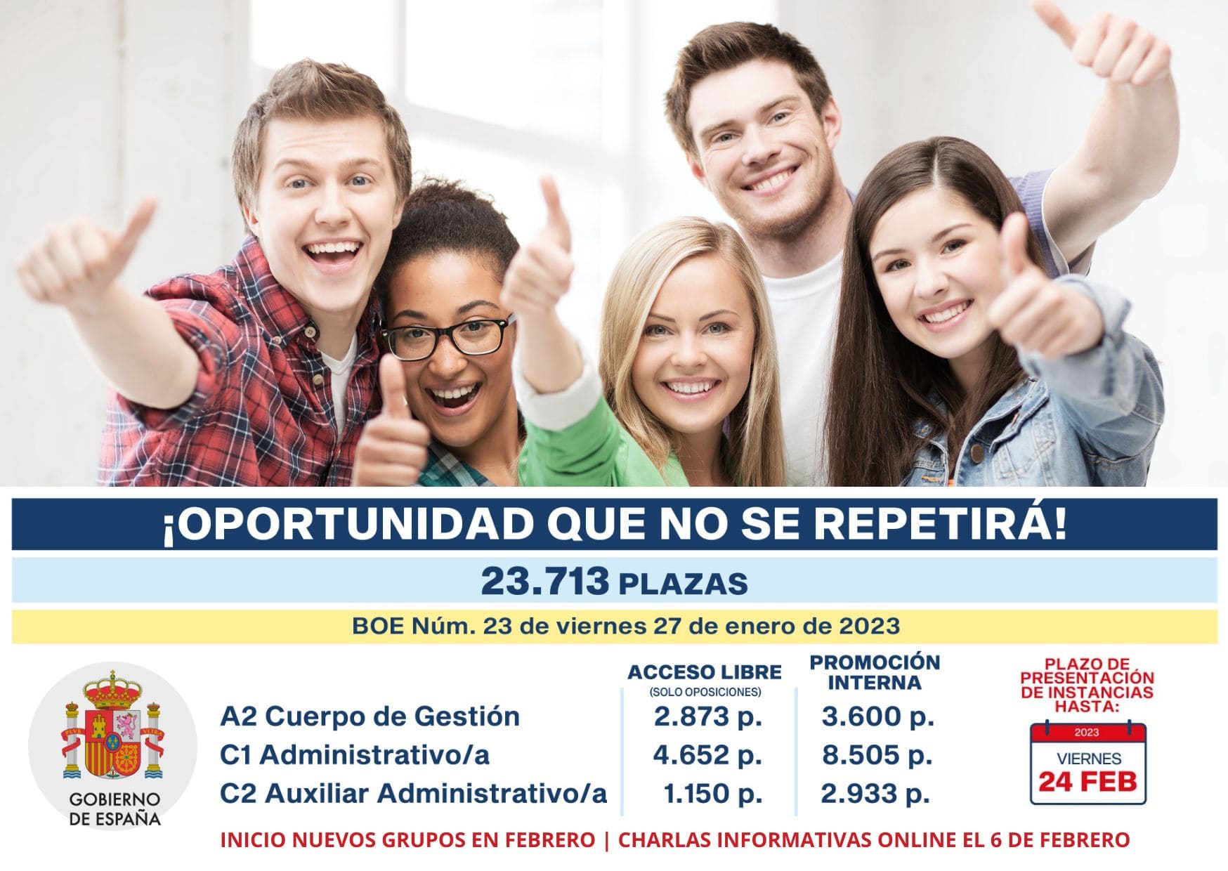 Cartel anunciando plazas Estado