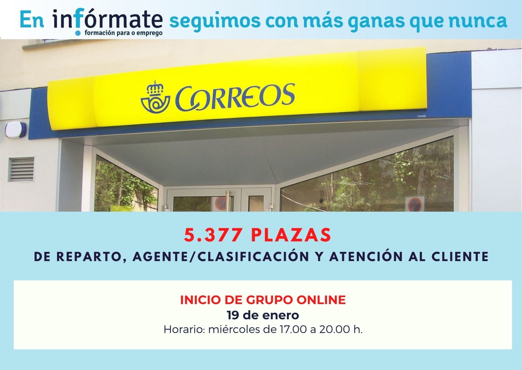 Cartel anunciando inicio Correos