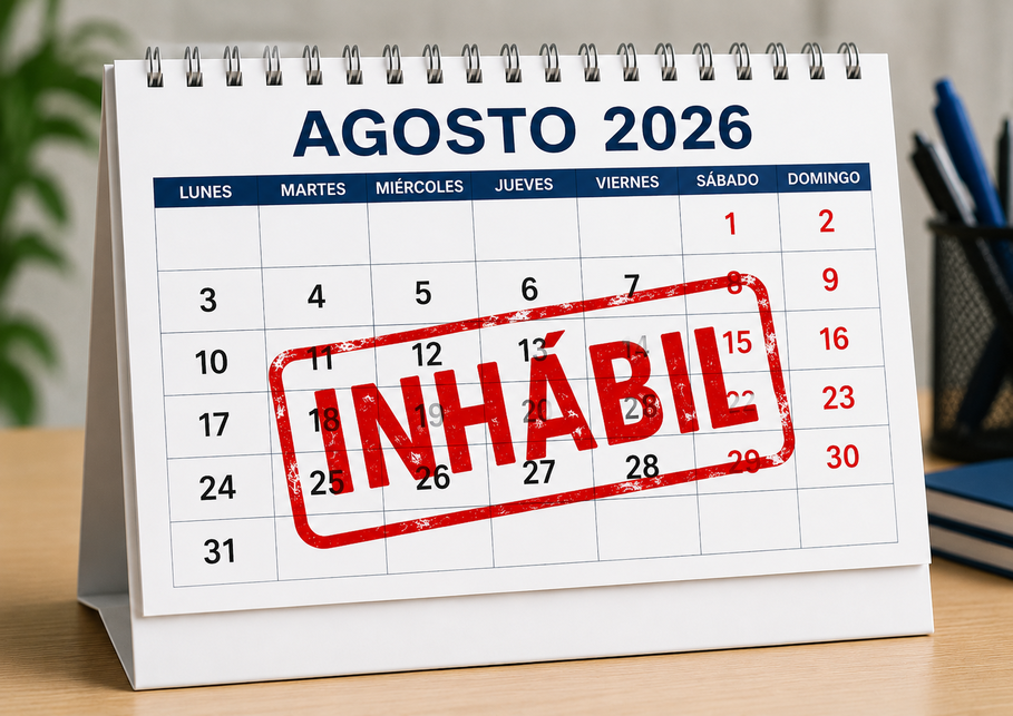 Calendario de agosto inhábil