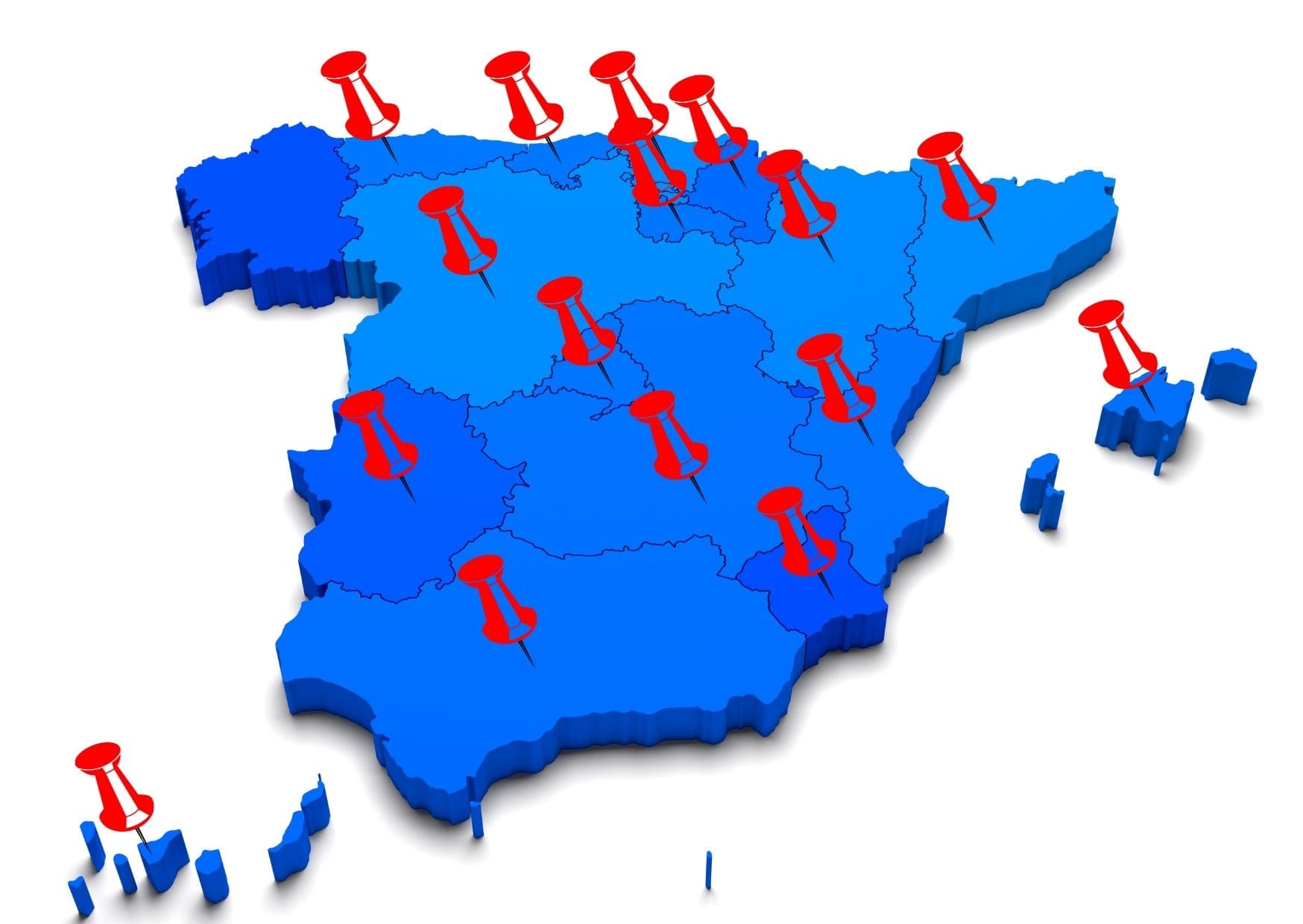 Mapa de España con los destinos