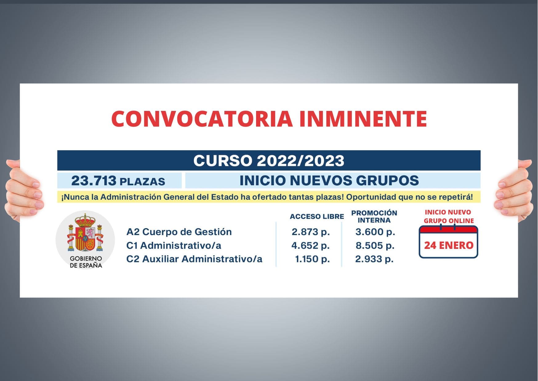 Cartel anunciando plazas AGE