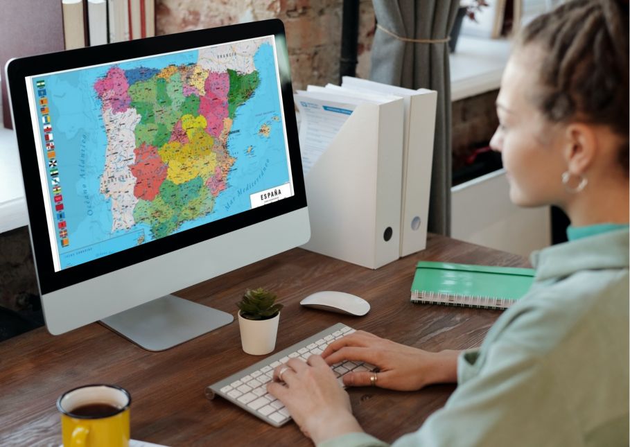 Mapa de España con destinos