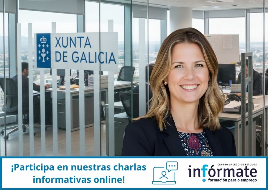 Mujer delante de una oficina de 