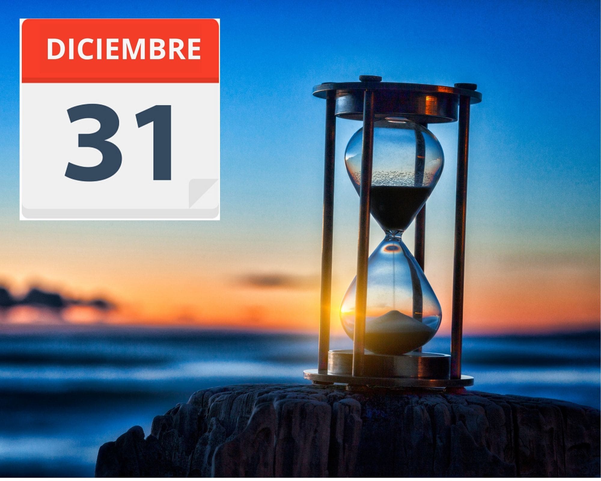 31 de diciembre reloj de arena