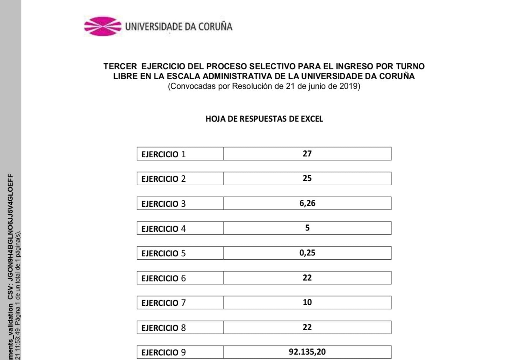 Hoja de respuestas del tercer ej