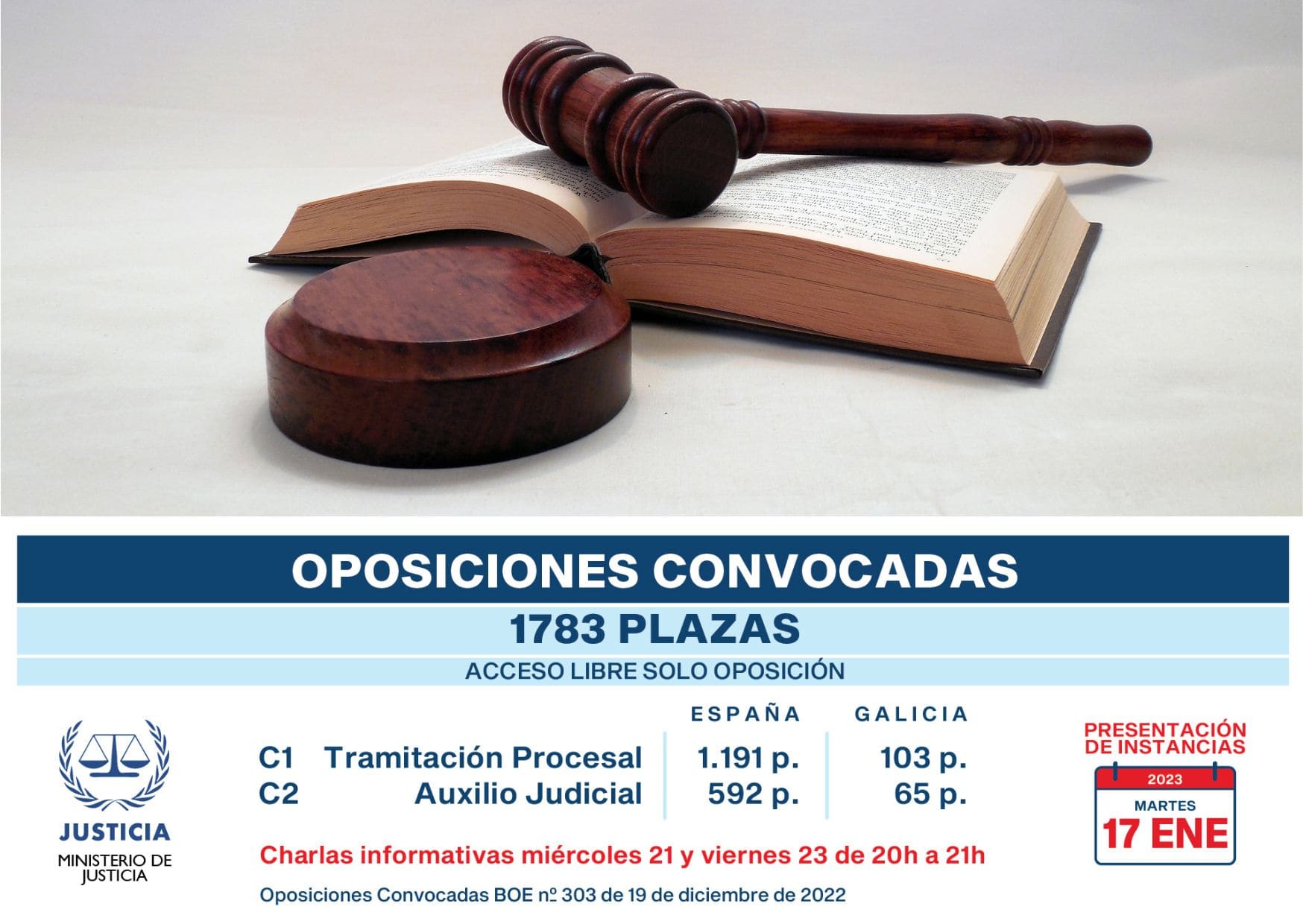 Cartel anunciando charlas de Jus