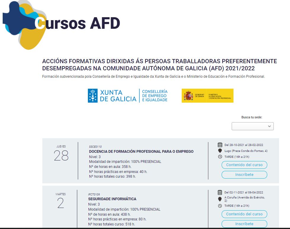 AFDs en la web de In.fórmate