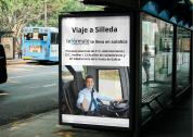 Cartel anunciando viaje autobús 