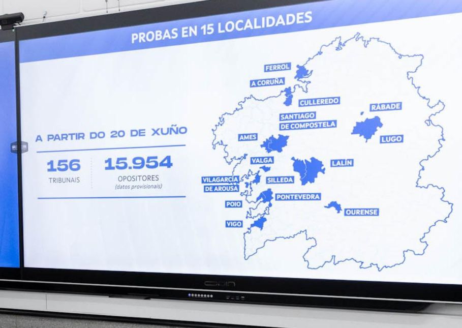 Mapa con las sedes de examen de 