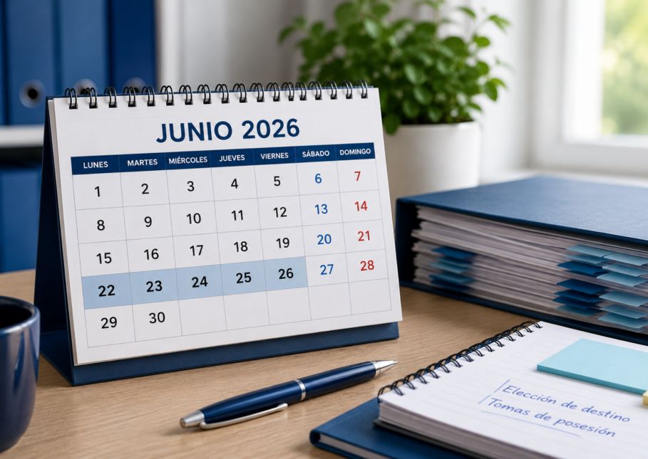 Calendario junio 2026 sobre escr