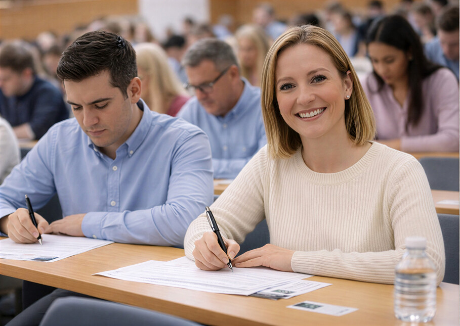 Opositores realizando el examen