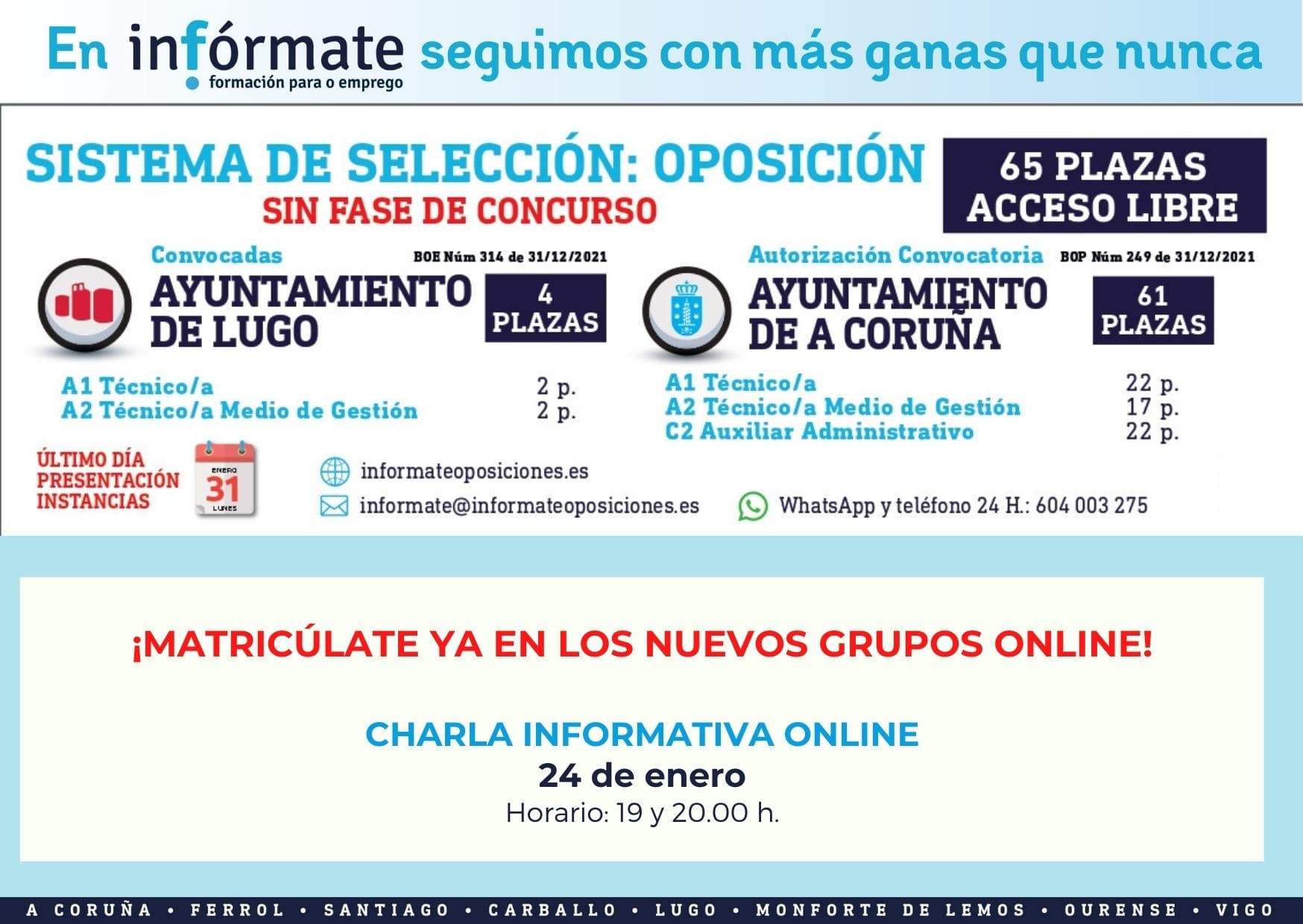Cartel anunciando charlas e inic