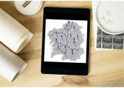 Tablet con mapa de Galicia