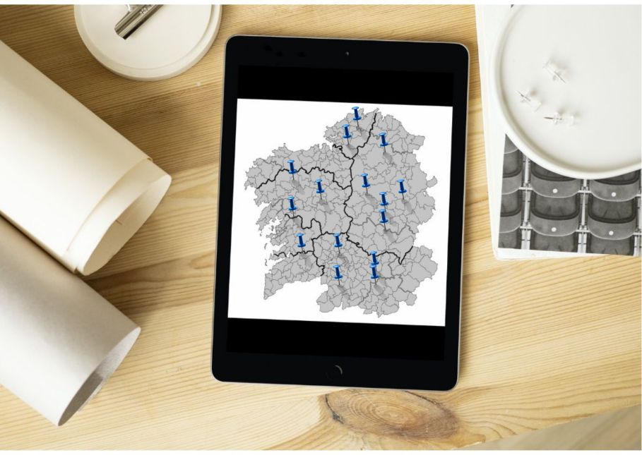 Tablet con mapa de Galicia