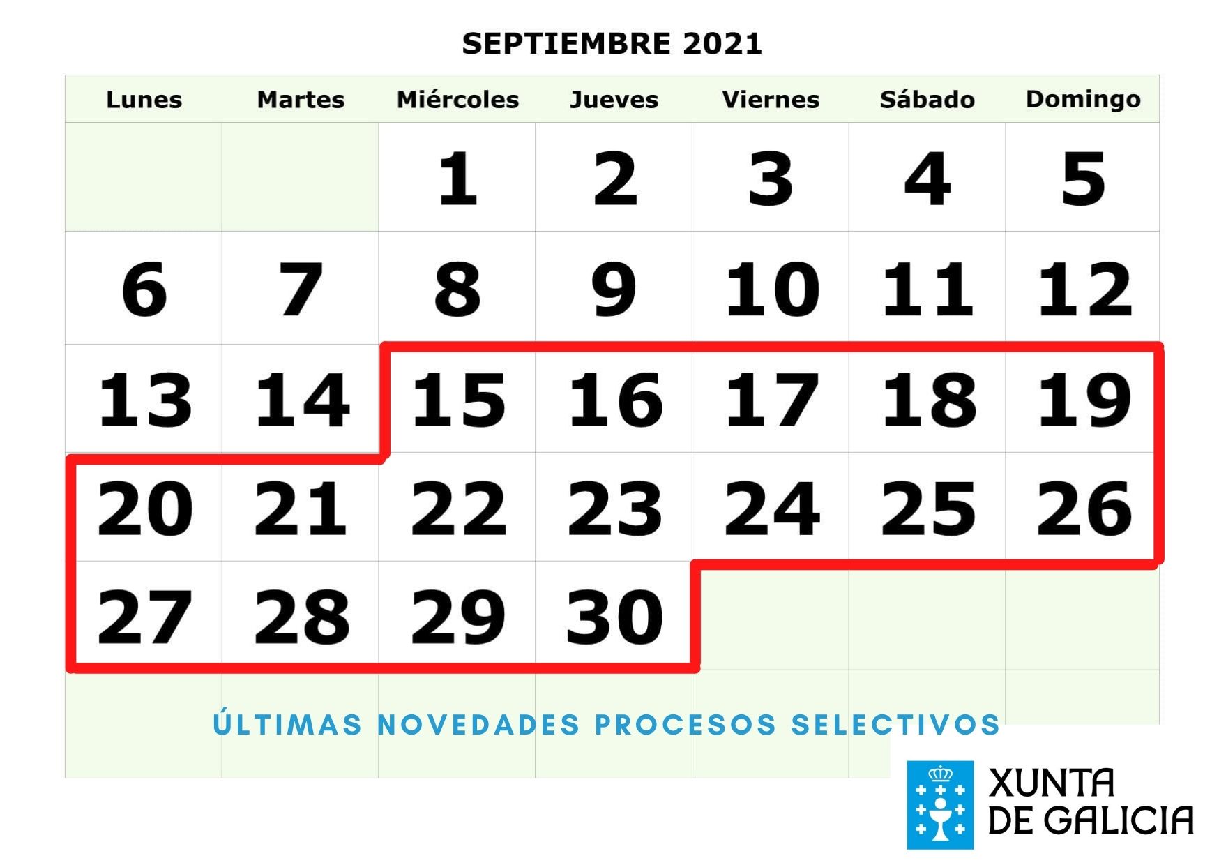 Calendario septiembre 2021